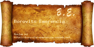 Borovits Emerencia névjegykártya